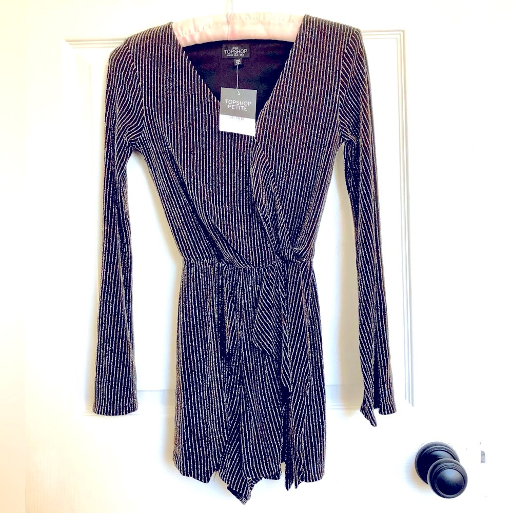 NWT. TopShop skort dress. Metallic thread. Fits XXS.